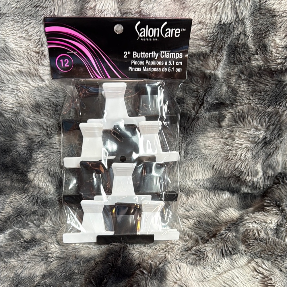 Salon Care Butterfly Clamps - Black and White